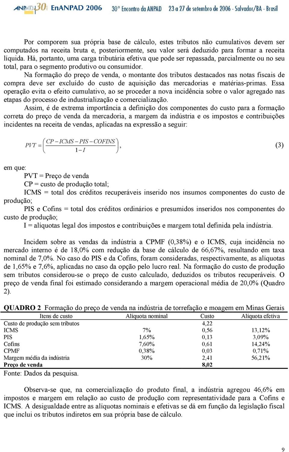 Na formação do preço de venda, o montante dos tributos destacados nas notas fiscais de compra deve ser excluído do custo de aquisição das mercadorias e matérias-primas.