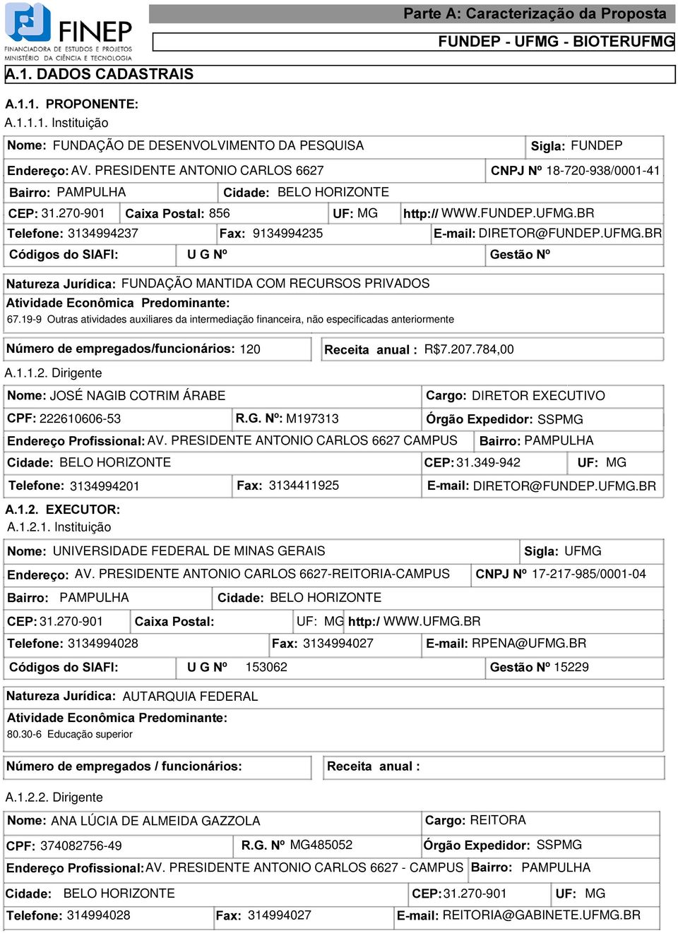 BR 7HOHIRQH 3134994237 )D[ 9134994235 (PDLO DIRETOR@FUNDEP.UFMG.BR &ygljrvgr6,$), 8*1ž *HVWmR1ž 1DWXUH]D-XUtGLFD FUNDAÇÃO MANTIDA COM RECURSOS PRIVADOS $WLYLGDGH(FRQ{PLFD3UHGRPLQDQWH 67.