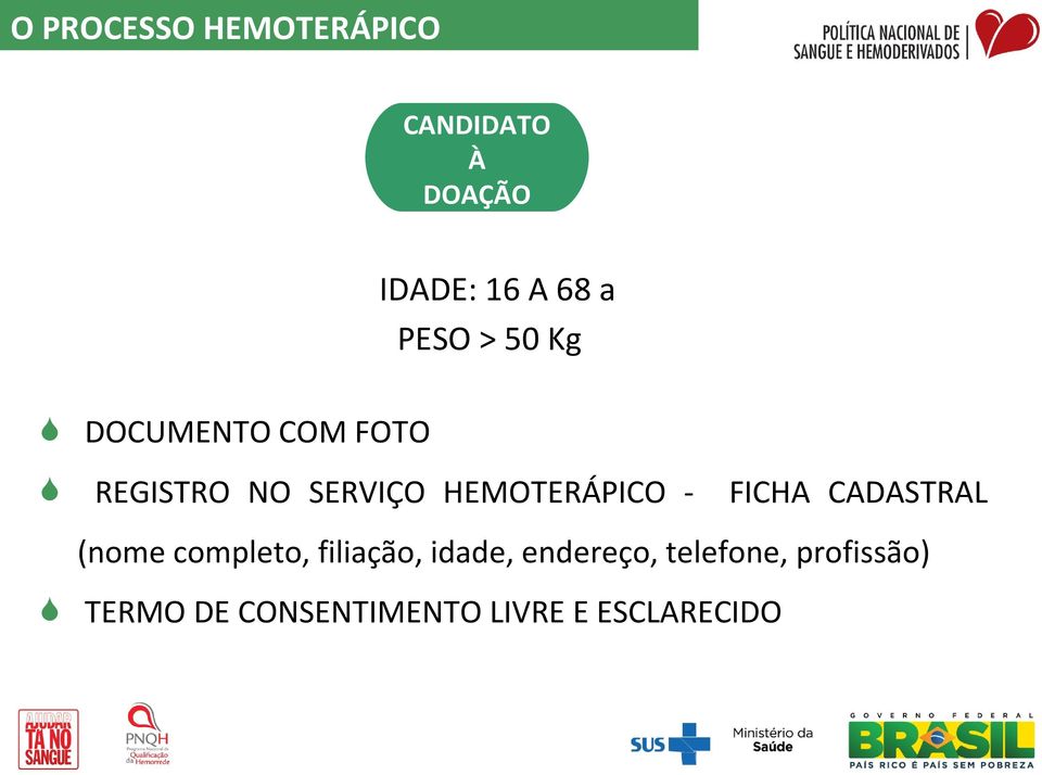 HEMOTERÁPICO - FICHA CADASTRAL (nome completo, filiação,