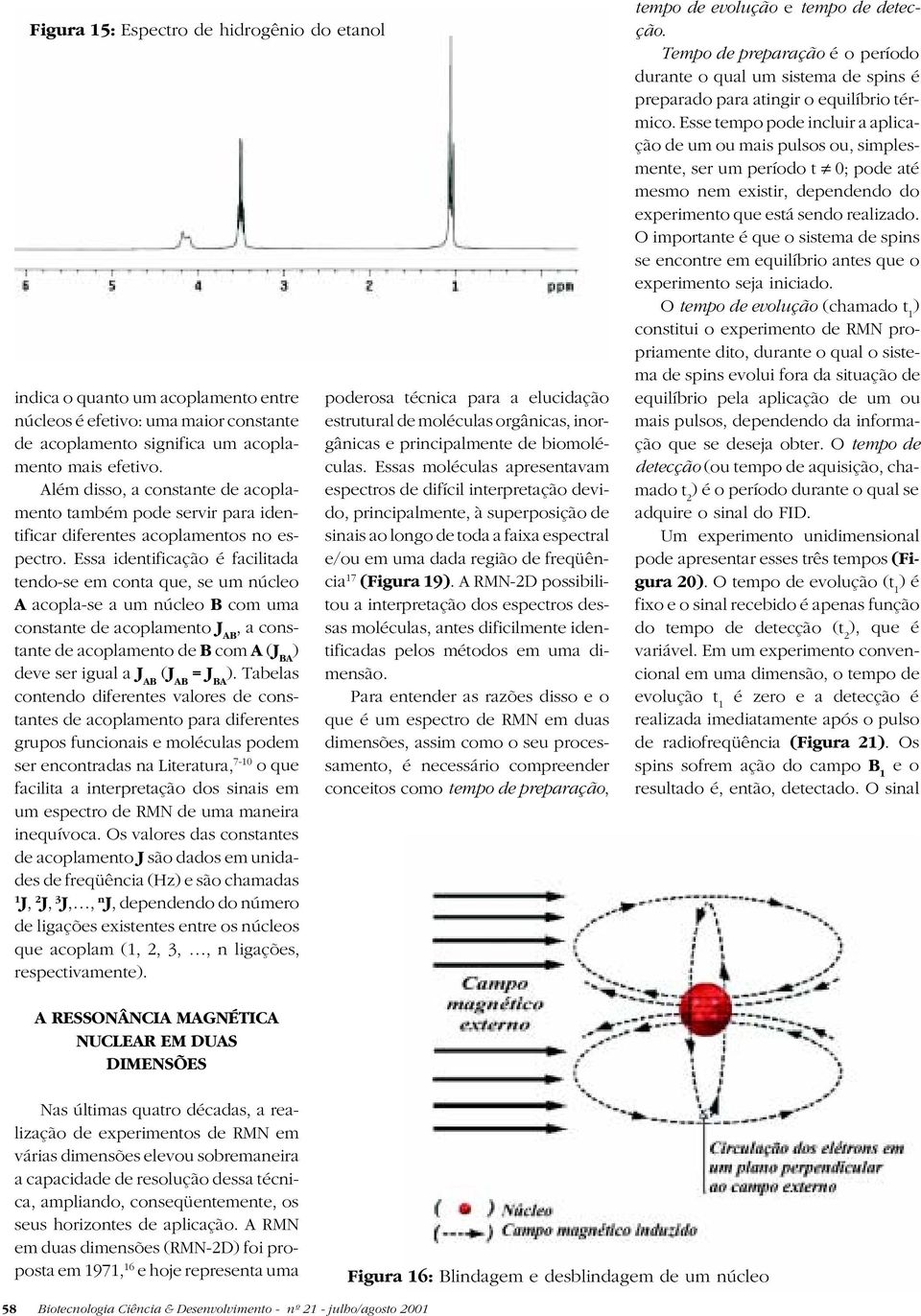 Essa identificação é facilitada tendo-se em conta que, se um núcleo A acopla-se a um núcleo B com uma constante de acoplamento J AB, a constante de acoplamento de B com A (J BA ) deve ser igual a J