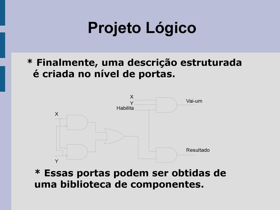 X X Y Habilita Vai-um Resultado Y * Essas