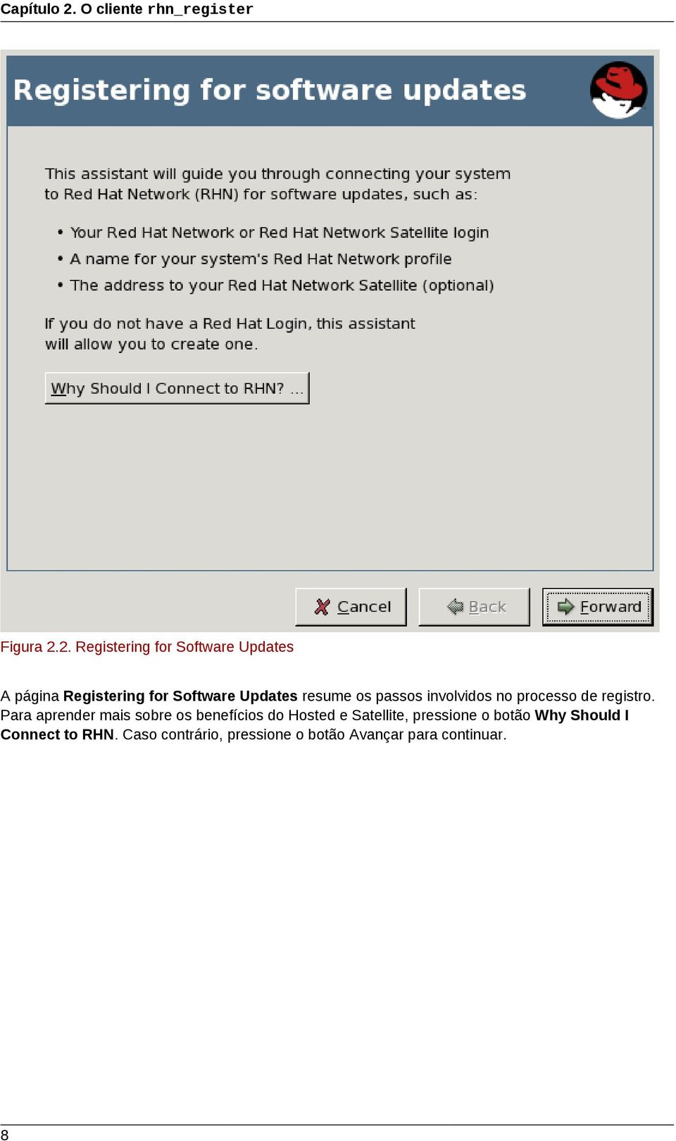 2. Registering for Software Updates A página Registering for Software Updates resume