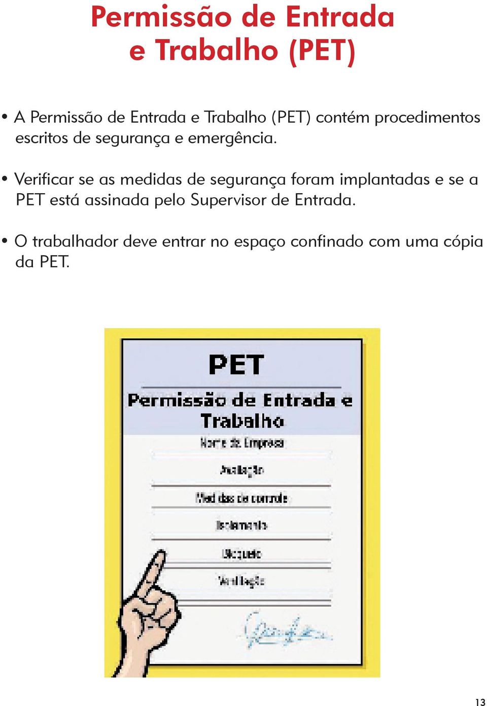 Verificar se as medidas de segurança foram implantadas e se a PET está