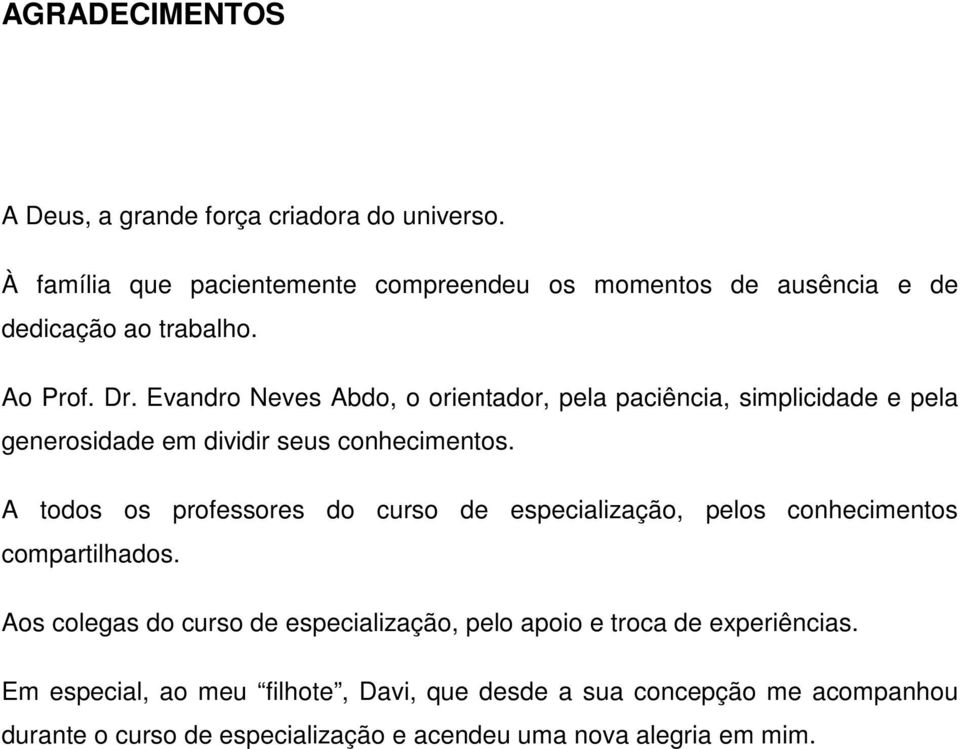 Evandro Neves Abdo, o orientador, pela paciência, simplicidade e pela generosidade em dividir seus conhecimentos.