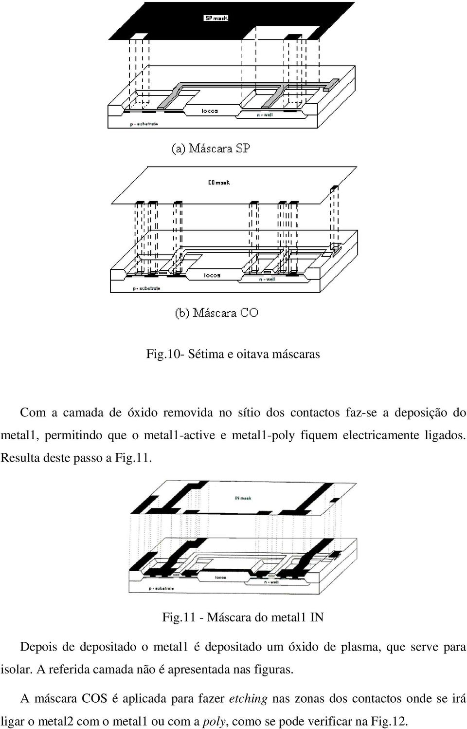 11. Fig.11 - Máscara do metal1 IN Depois de depositado o metal1 é depositado um óxido de plasma, que serve para isolar.