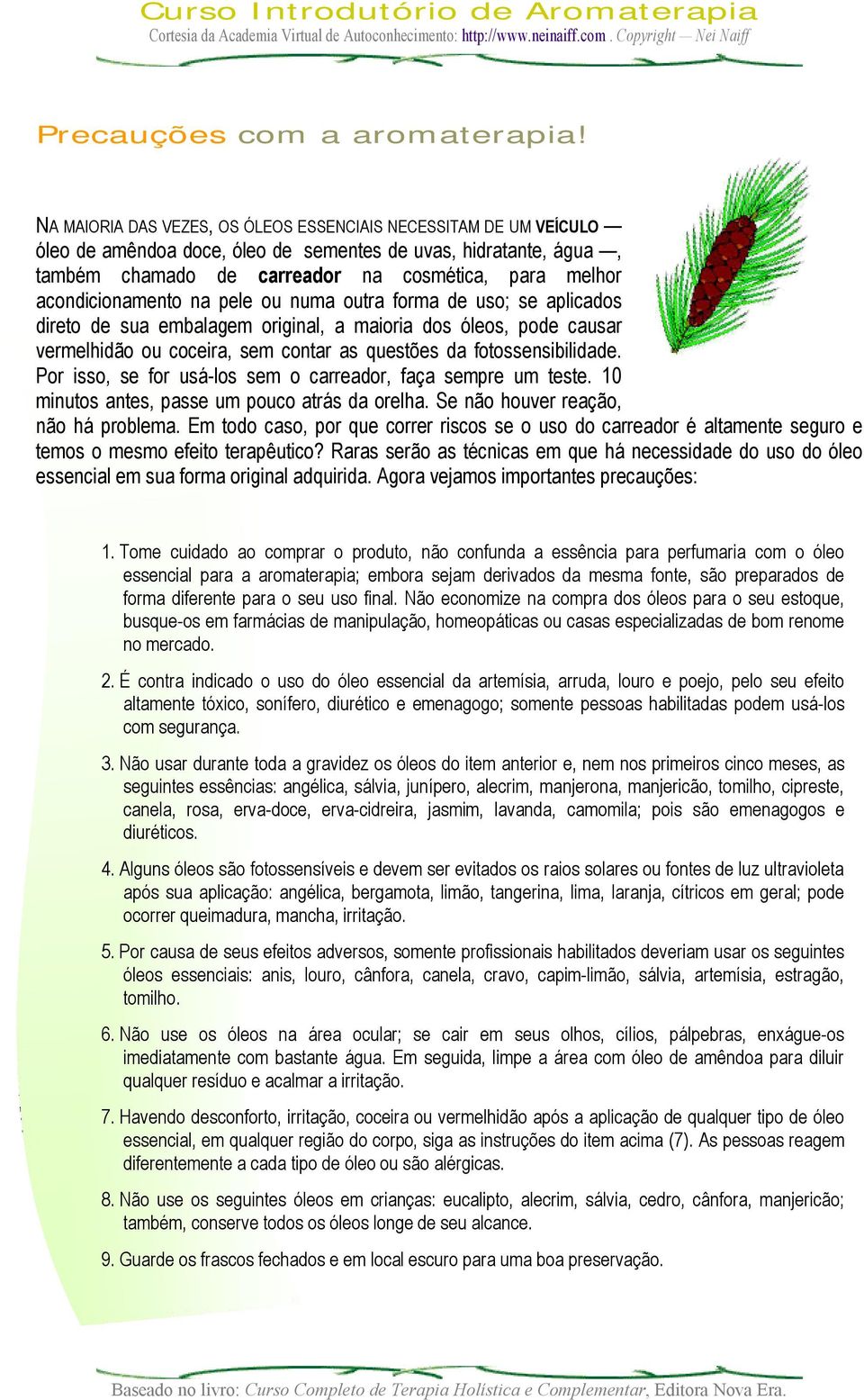 acondicionamento na pele ou numa outra forma de uso; se aplicados direto de sua embalagem original, a maioria dos óleos, pode causar vermelhidão ou coceira, sem contar as questões da