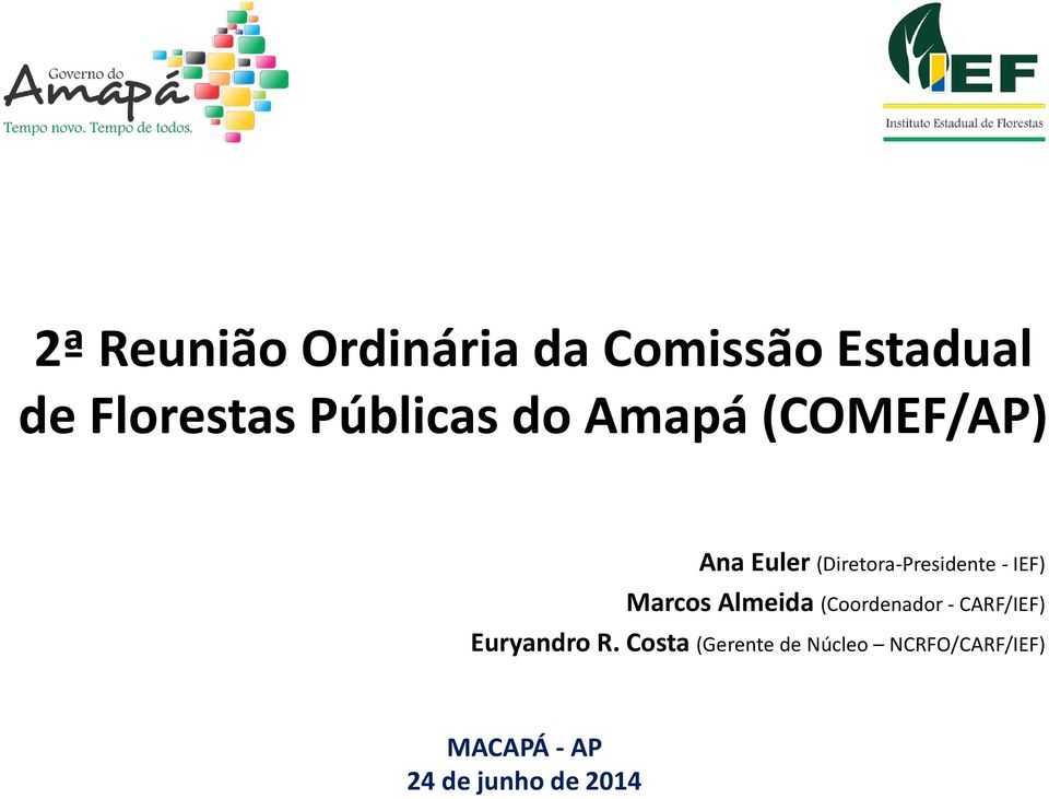 IEF) Marcos Almeida (Coordenador - CARF/IEF) Euryandro R.