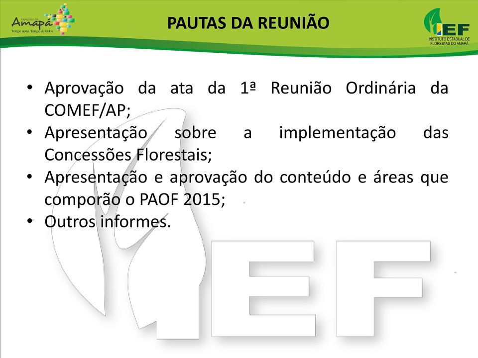 implementação das Concessões Florestais; Apresentação e