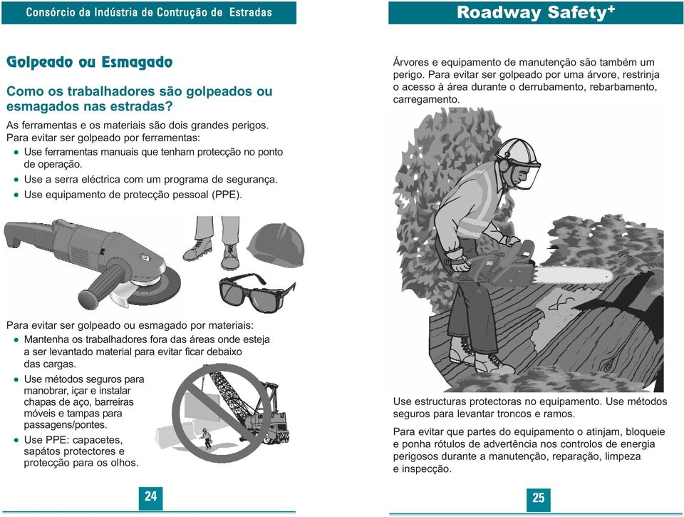 Use equipamento de protecção pessoal (PPE). Árvores e equipamento de manutenção são também um perigo.