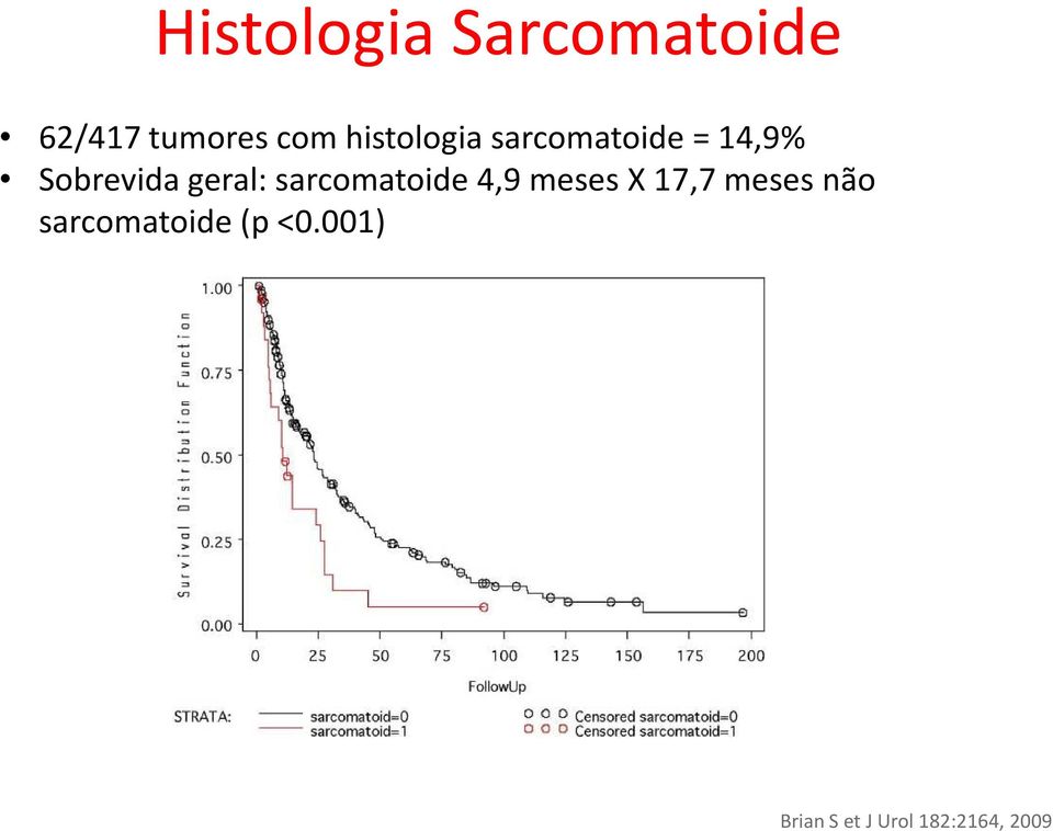 geral: sarcomatoide4,9 meses X17,7 meses não