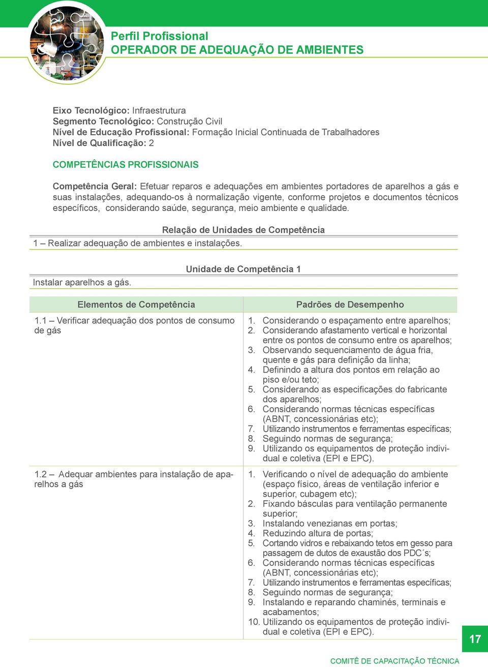 normalização vigente, conforme projetos e documentos técnicos específicos, considerando saúde, segurança, meio ambiente e qualidade. 1 Realizar adequação de ambientes e instalações.