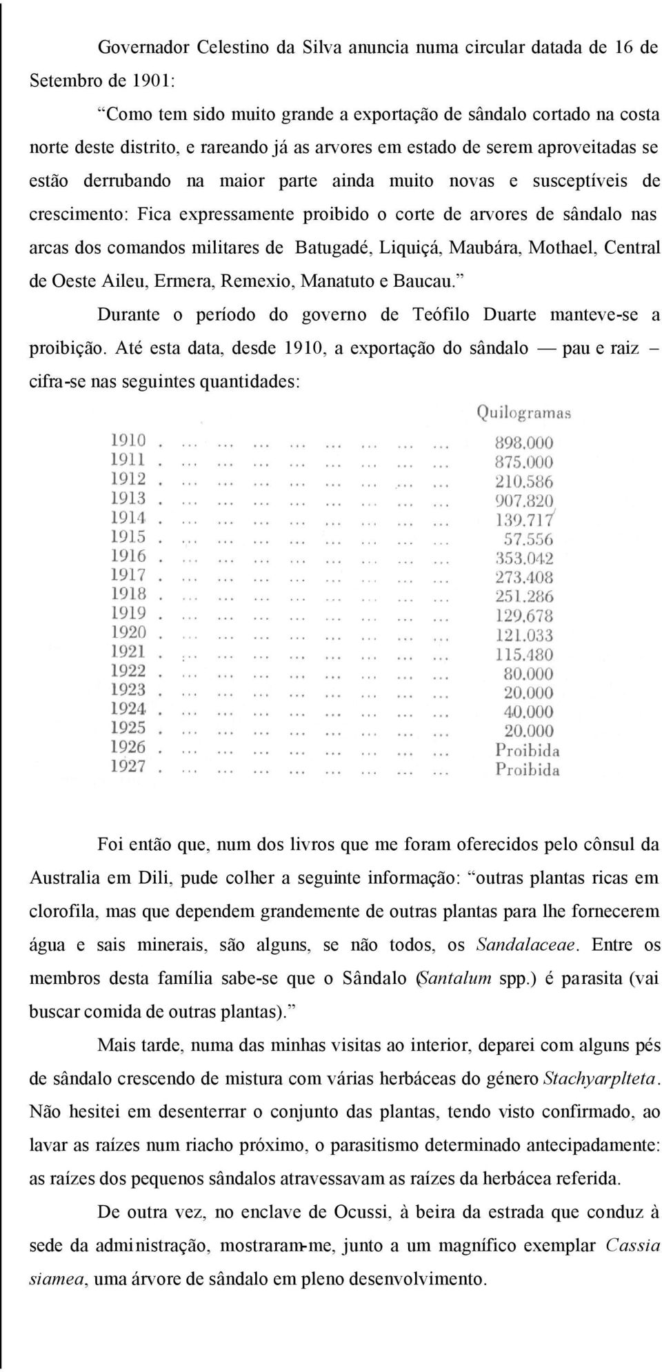 comandos militares de Batugadé, Liquiçá, Maubára, Mothael, Central de Oeste Aileu, Ermera, Remexio, Manatuto e Baucau. Durante o período do governo de Teófilo Duarte manteve-se a proibição.