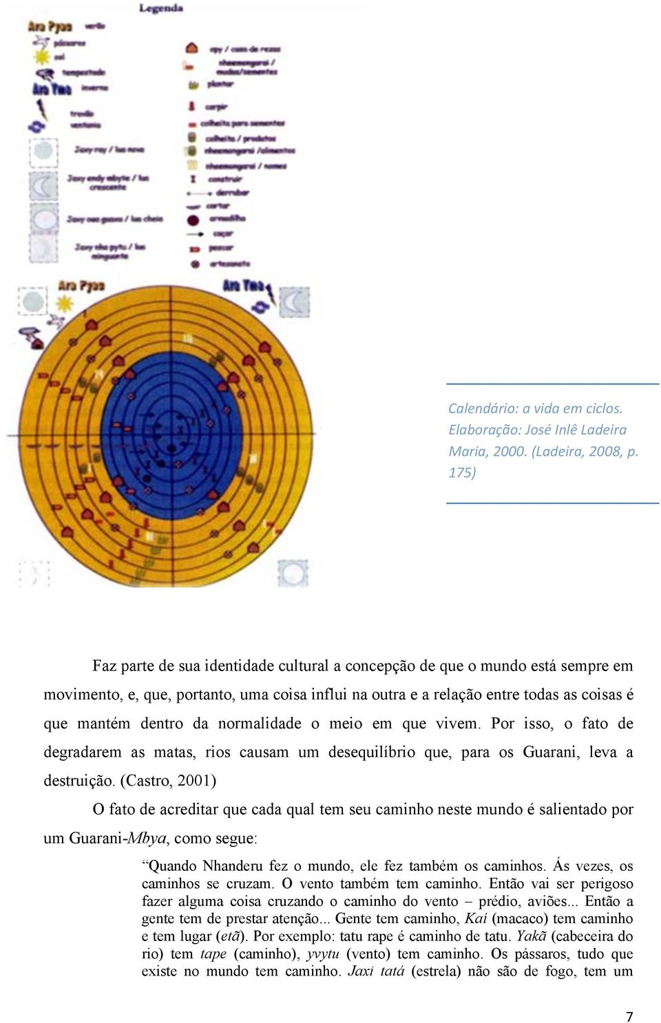 normalidade o meio em que vivem. Por isso, o fato de degradarem as matas, rios causam um desequilíbrio que, para os Guarani, leva a destruição.