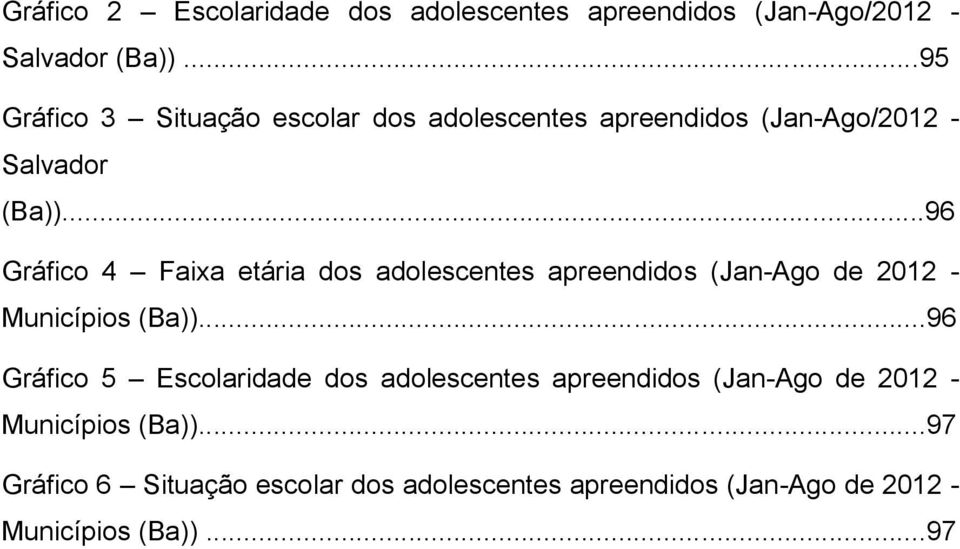 ..96 Gráfico 4 Faixa etária dos adolescentes apreendidos (Jan-Ago de 2012 - Municípios (Ba)).