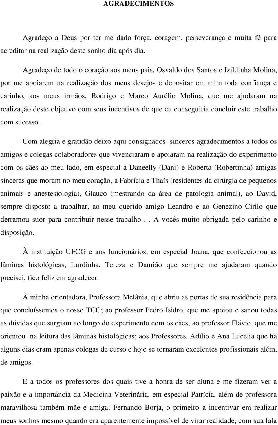 Marco Aurélio Molina, que me ajudaram na realização deste objetivo com seus incentivos de que eu conseguiria concluir este trabalho com sucesso.