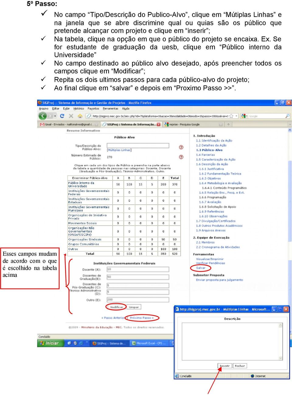 Se for estudante de graduação da uesb, clique em Público interno da Universidade No campo destinado ao público alvo desejado, após preencher todos os campos