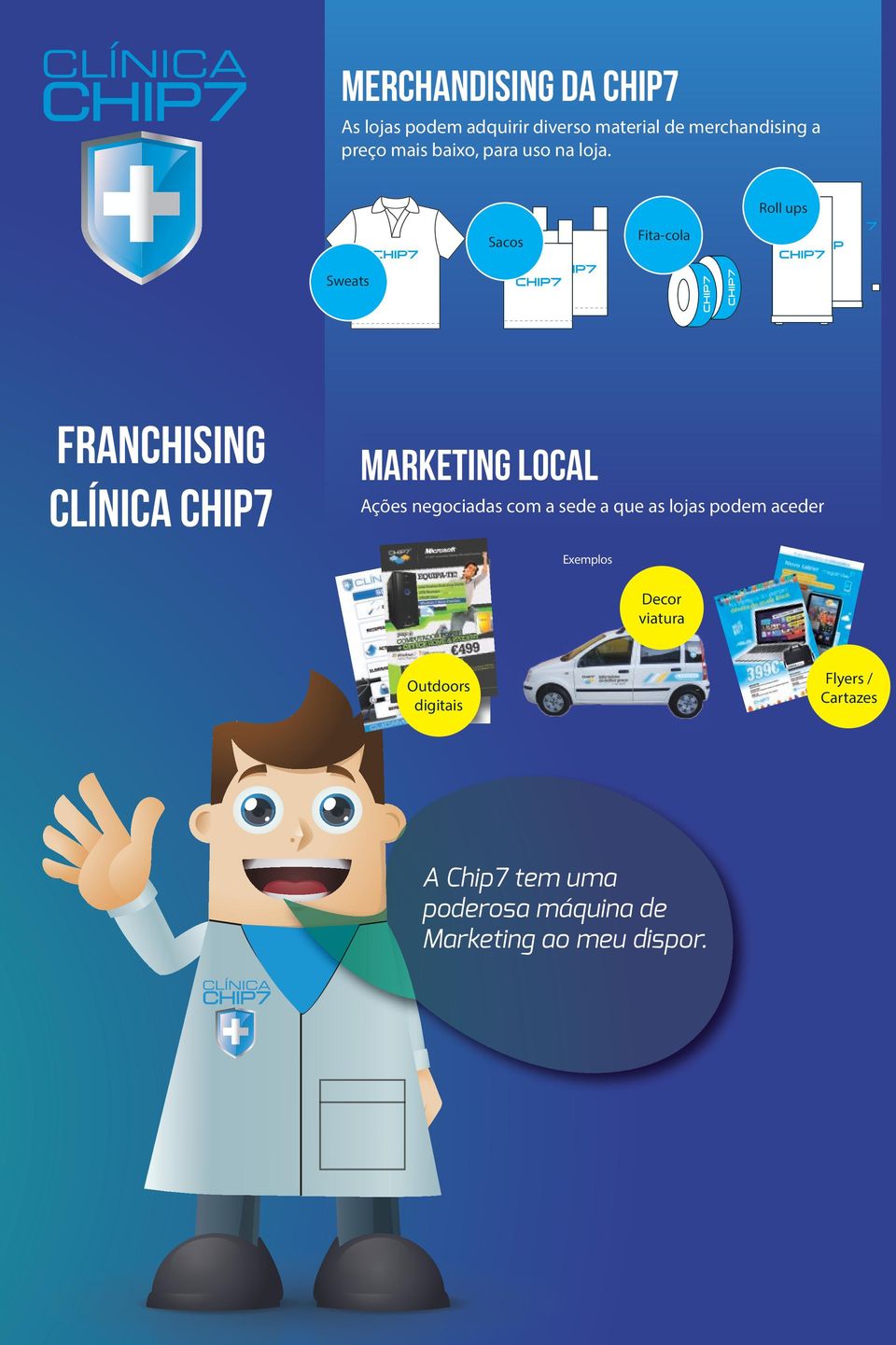 Roll ups Sacos Fita-cola Sweats franchising marketing local Ações negociadas com a sede