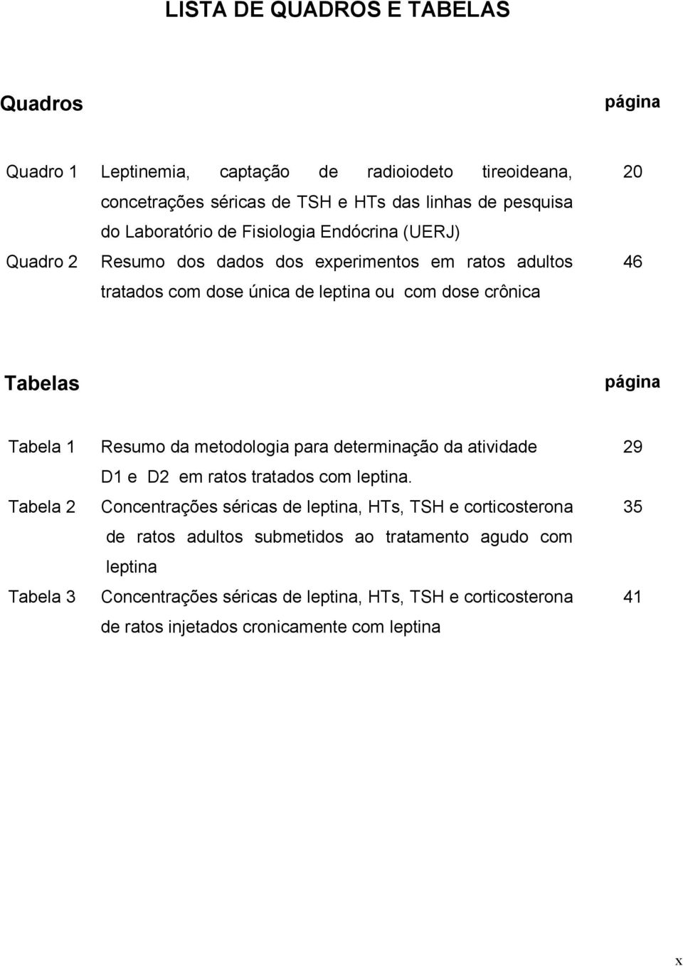 Tabela 1 Tabela 2 Tabela 3 Resumo da metodologia para determinação da atividade D1 e D2 em ratos tratados com leptina.