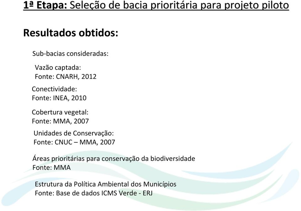 Fonte: MMA, 2007 Unidades de Conservação: Fonte: CNUC MMA, 2007 Áreas prioritárias para conservação