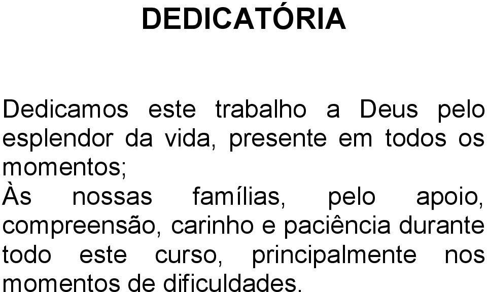 famílias, pelo apoio, compreensão, carinho e paciência