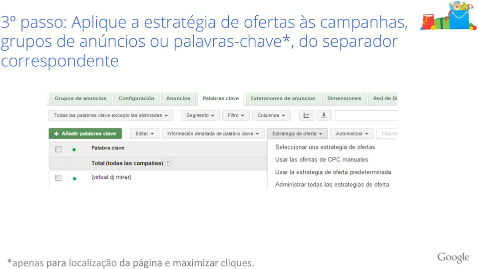 palavras-chave*, do separador correspondente