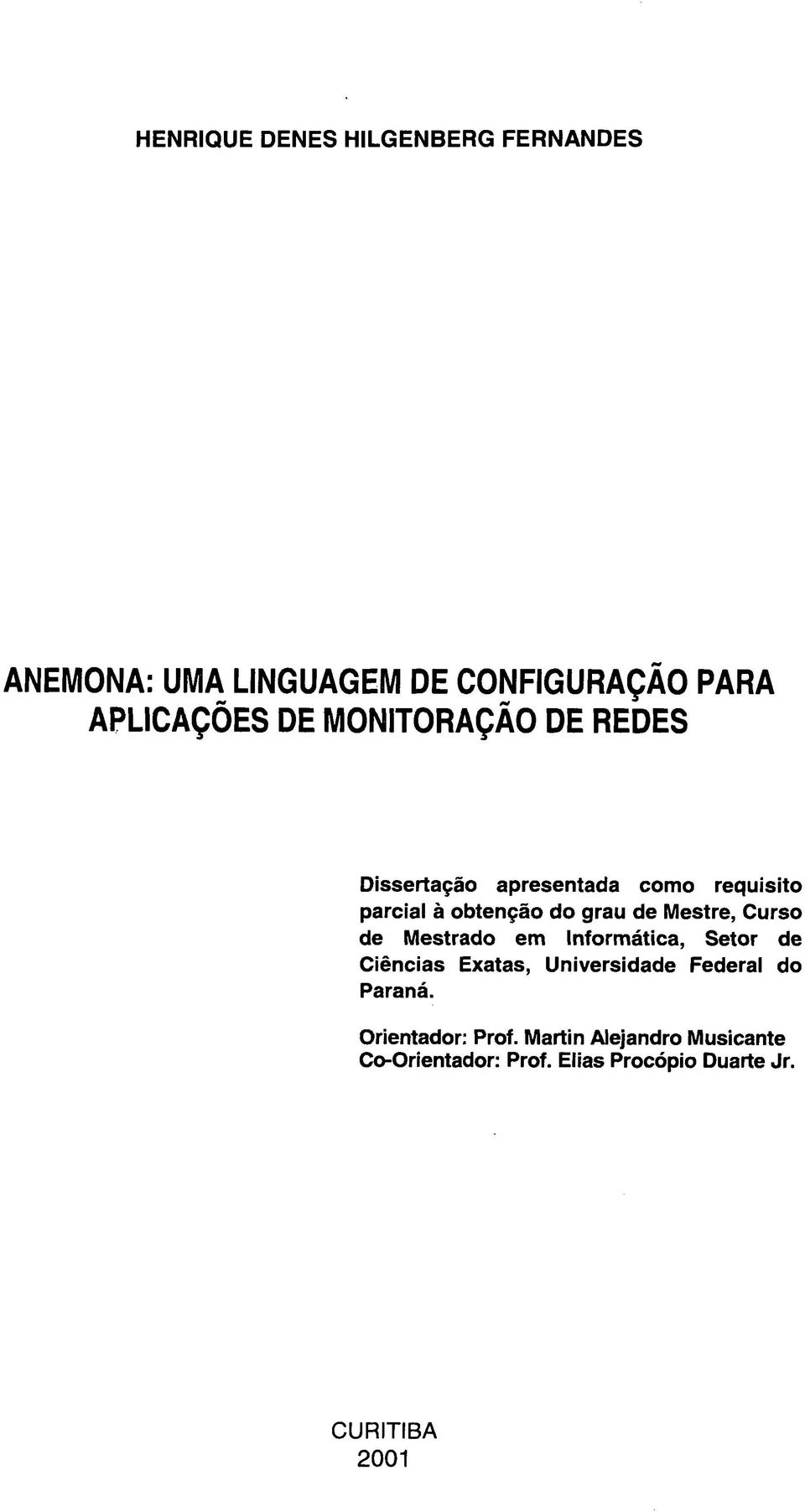 Curso de Mestrado em Informática, Setor de Ciências Exatas, Universidade Federal do Paraná.