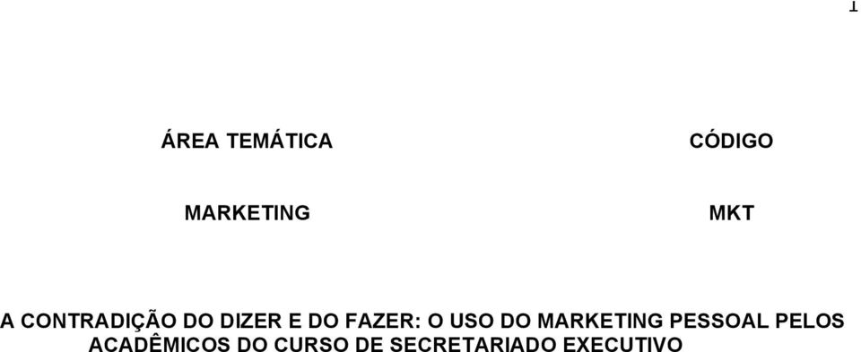 USO DO MARKETING PESSOAL PELOS