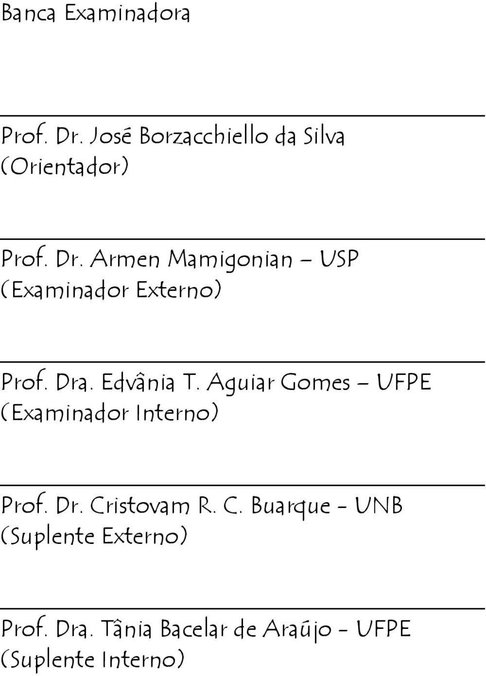 Aguiar Gomes UFPE (Examinador Interno) Prof. Dr. Cr