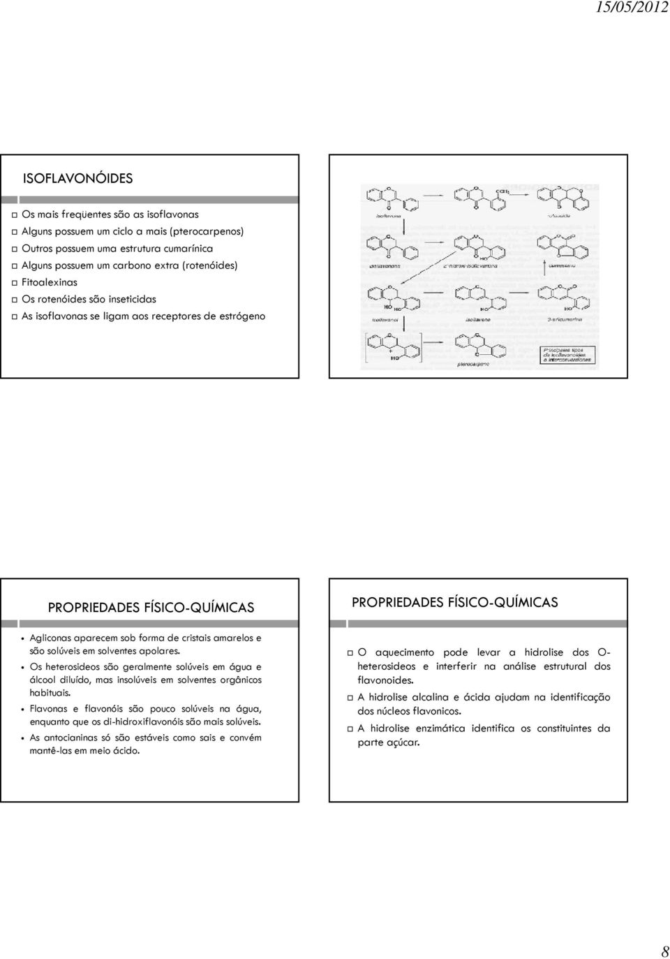 em solventes apolares. s heterosideos são geralmente solúveis em água e álcool diluído, mas insolúveis em solventes orgânicos habituais.