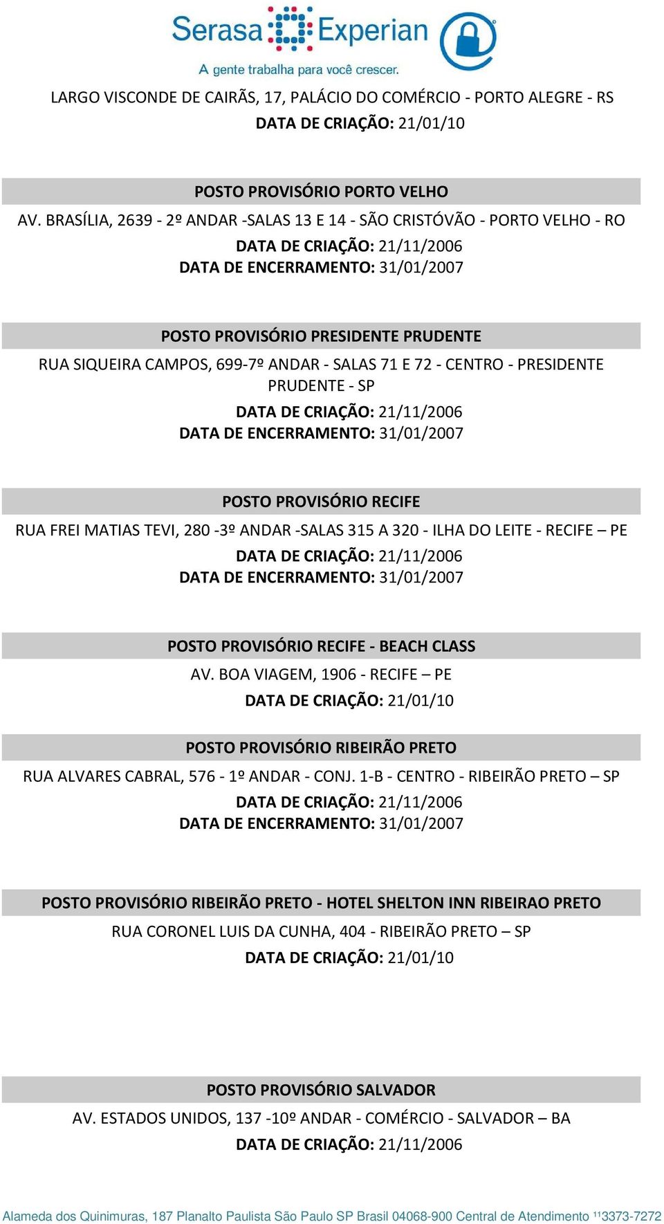 SP POSTO PROVISÓRIO RECIFE RUA FREI MATIAS TEVI, 280-3º ANDAR -SALAS 315 A 320 - ILHA DO LEITE - RECIFE PE POSTO PROVISÓRIO RECIFE - BEACH CLASS AV.