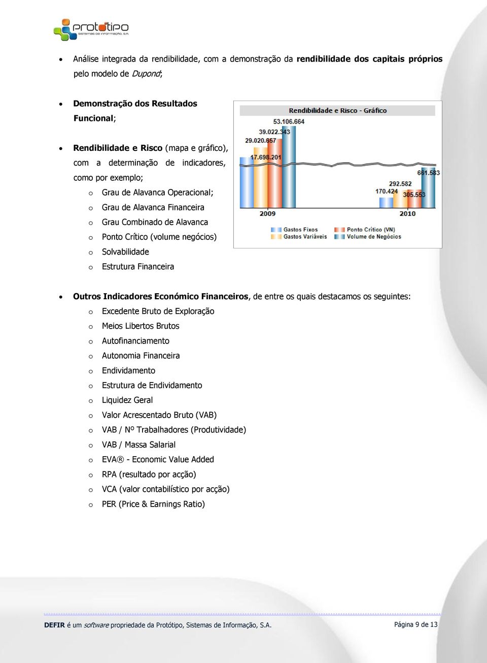 Estrutura Financeira Outros Indicadores Económico Financeiros, de entre os quais destacamos os seguintes: o Excedente Bruto de Exploração o Meios Libertos Brutos o Autofinanciamento o Autonomia