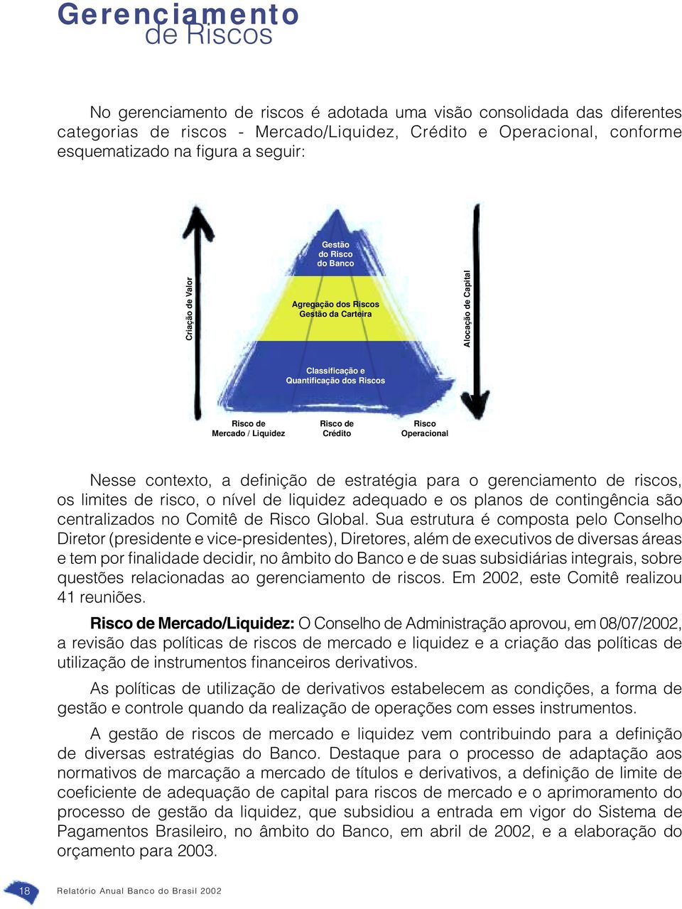 Risco Operacional Nesse contexto, a definição de estratégia para o gerenciamento de riscos, os limites de risco, o nível de liquidez adequado e os planos de contingência são centralizados no Comitê