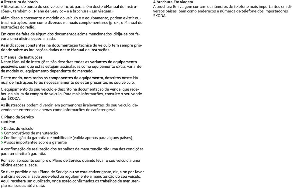 Em caso de falta de algum dos documentos acima mencionados, dirija-se por favor a uma oficina especializada.