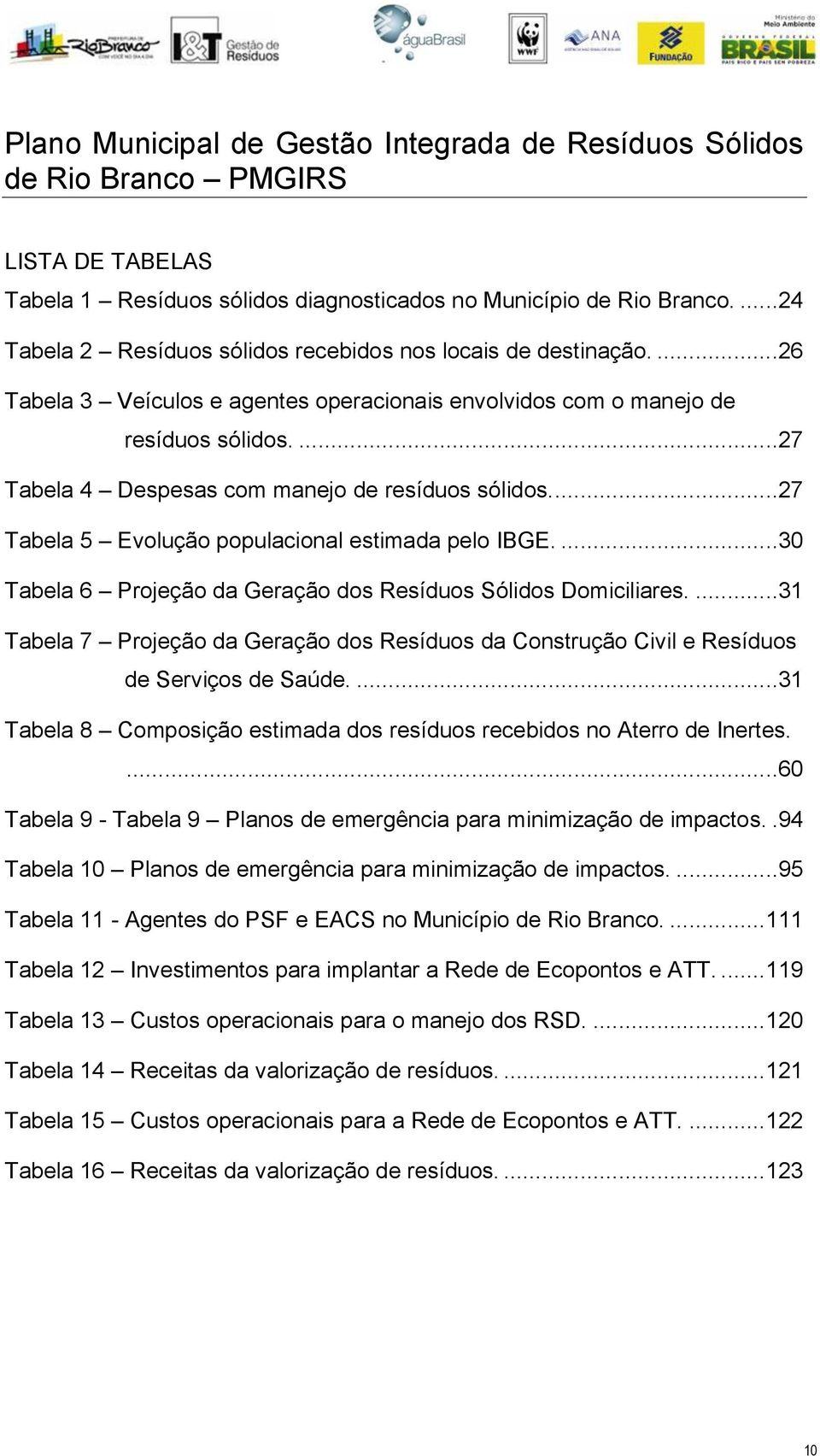 ...27 Tabela 4 Despesas com manejo de resíduos sólidos....27 Tabela 5 Evolução populacional estimada pelo IBGE....30 Tabela 6 Projeção da Geração dos Resíduos Sólidos Domiciliares.