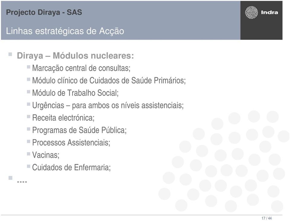 Social; Urgências para ambos os níveis assistenciais; Receita electrónica;