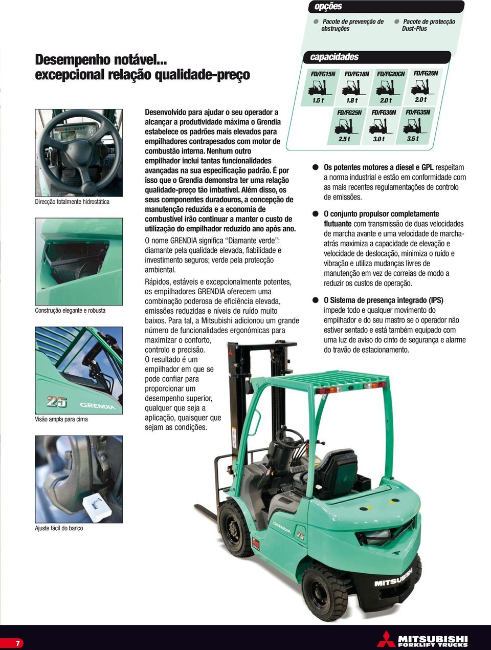 seu operador a alcançar a produtividade máxima o Grendia estabelece os padrões mais elevados para empilhadores contrapesados com motor de combustão interna.