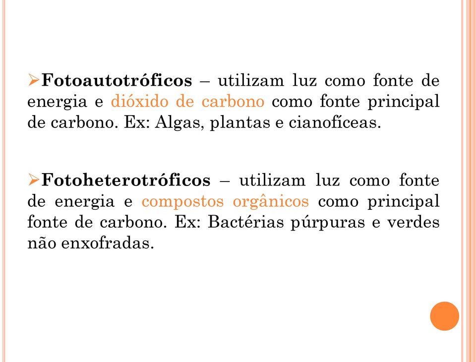 Fotoheterotróficos utilizam luz como fonte de energia e compostos