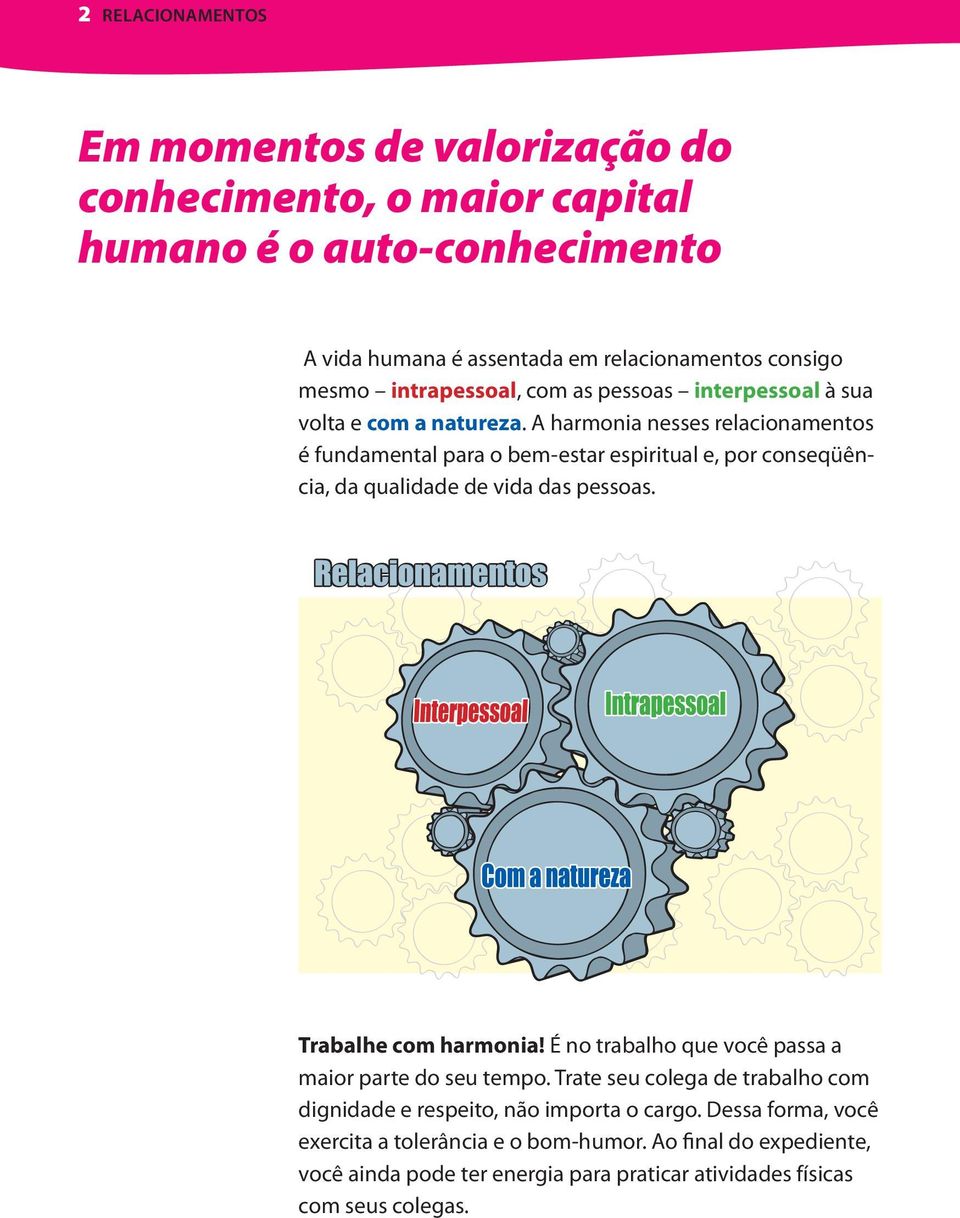 A harmonia nesses relacionamentos é fundamental para o bem-estar espiritual e, por conseqüência, da qualidade de vida das pessoas. Trabalhe com harmonia!