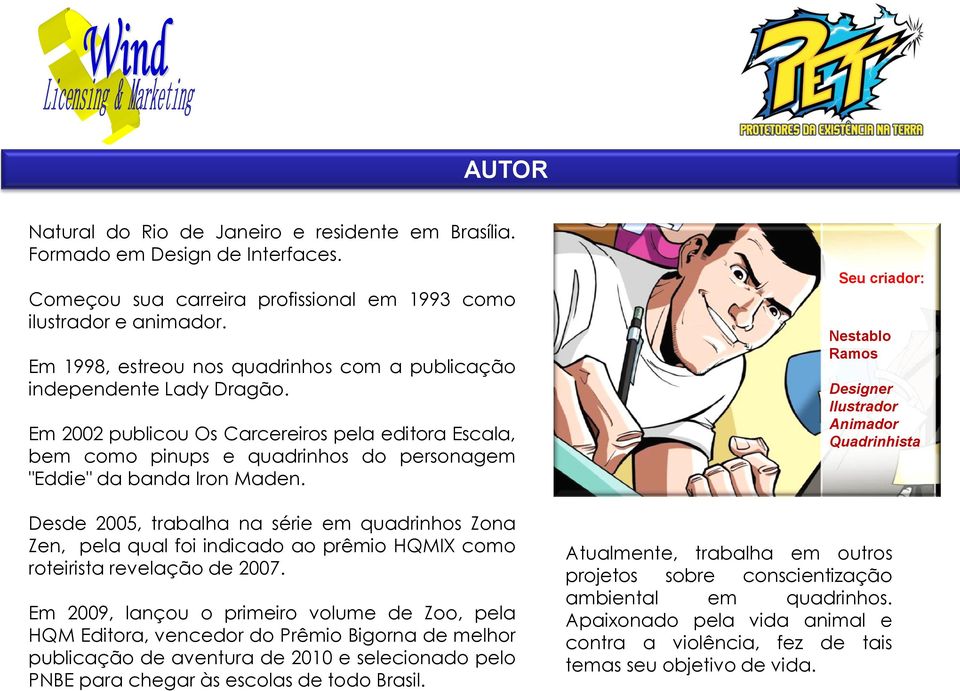 Desde 2005, trabalha na série em quadrinhos Zona Zen, pela qual foi indicado ao prêmio HQMIX como roteirista revelação de 2007.