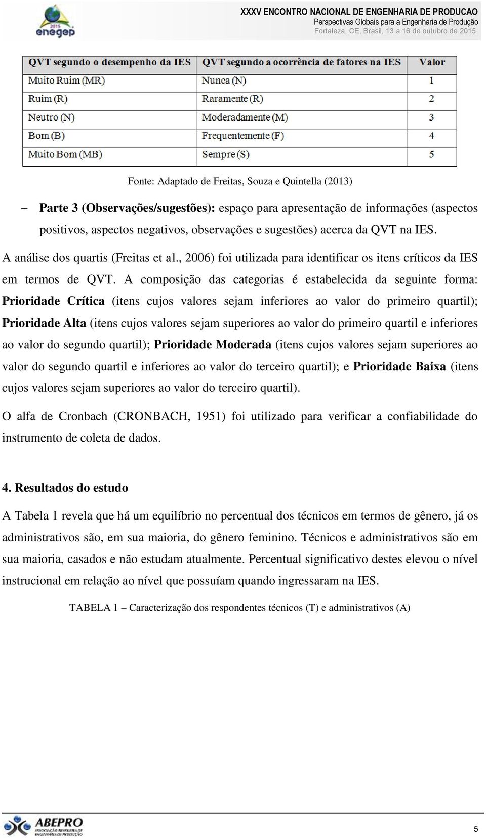 A composição das categorias é estabelecida da seguinte forma: Prioridade Crítica (itens cujos valores sejam inferiores ao valor do primeiro quartil); Prioridade Alta (itens cujos valores sejam