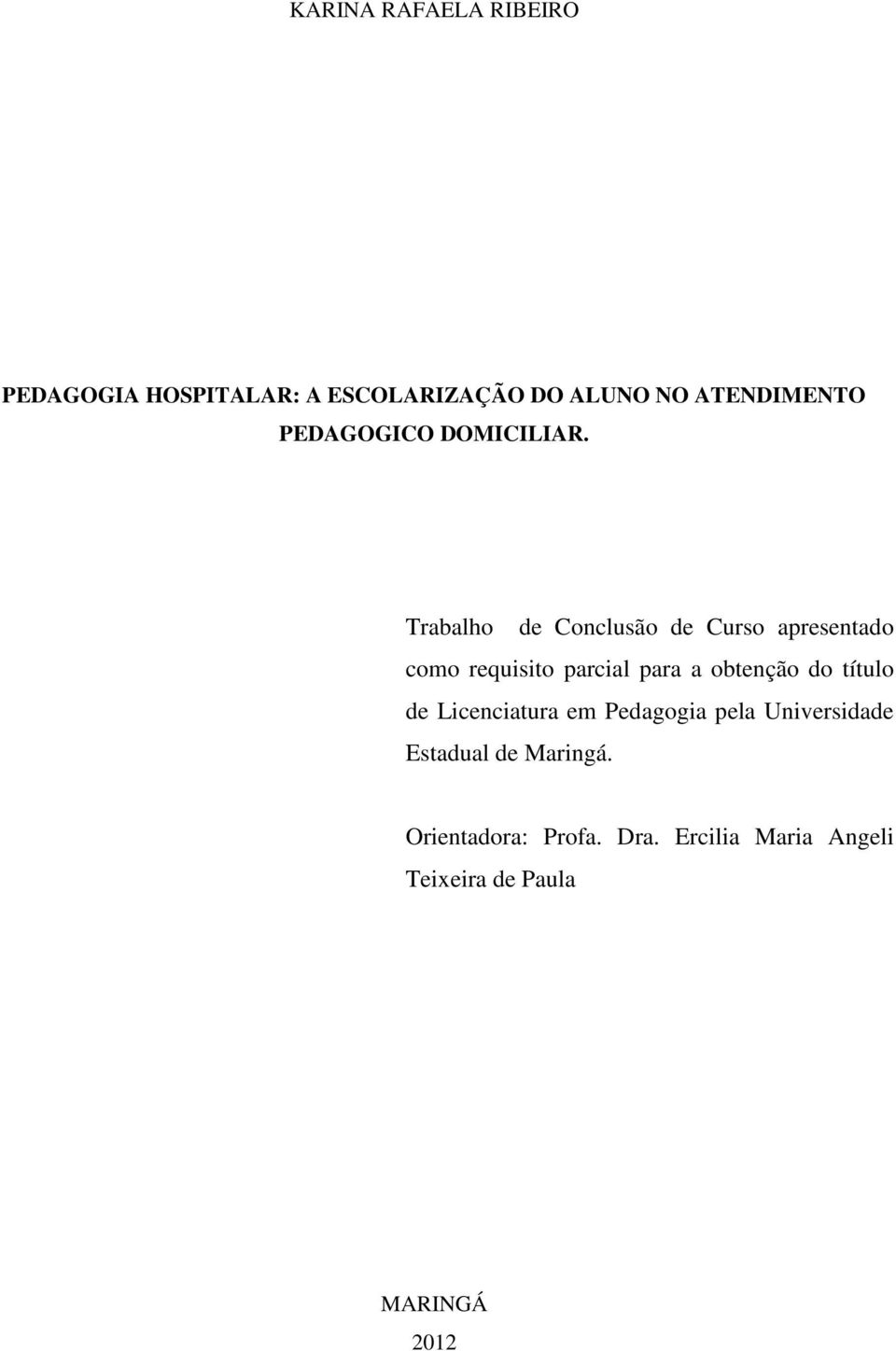 Trabalho de Conclusão de Curso apresentado como requisito parcial para a obtenção do