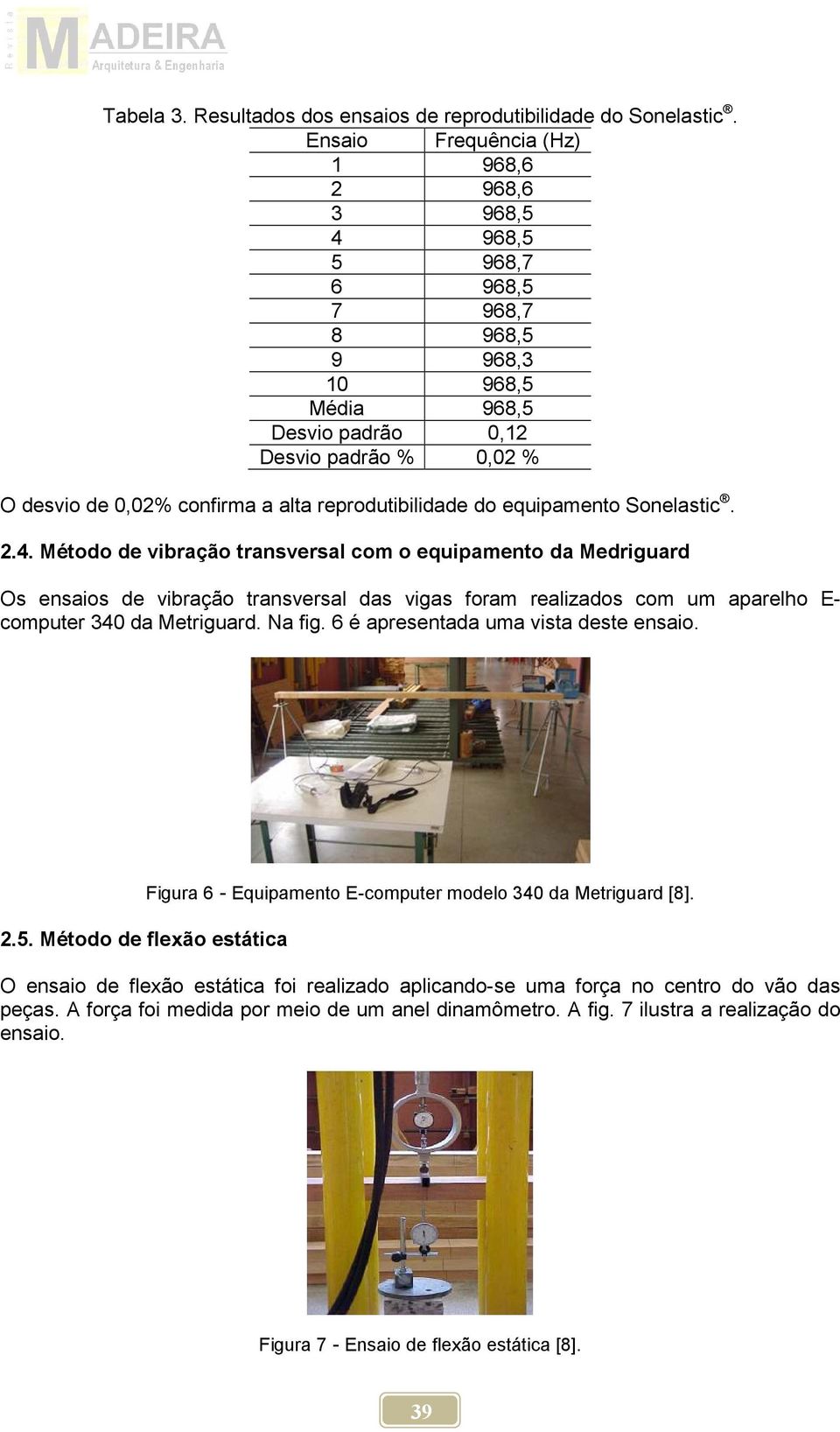 reprodutibilidade do equipamento Sonelastic. 2.4.