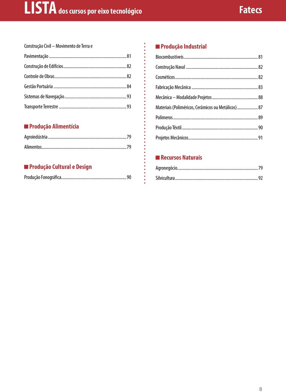 .. 79 Produção Cultural e Design Produção Fonográfica... 90 Produção Industrial Biocombustíveis... 81 Construção Naval... 82 Cosméticos... 82 Fabricação Mecânica.