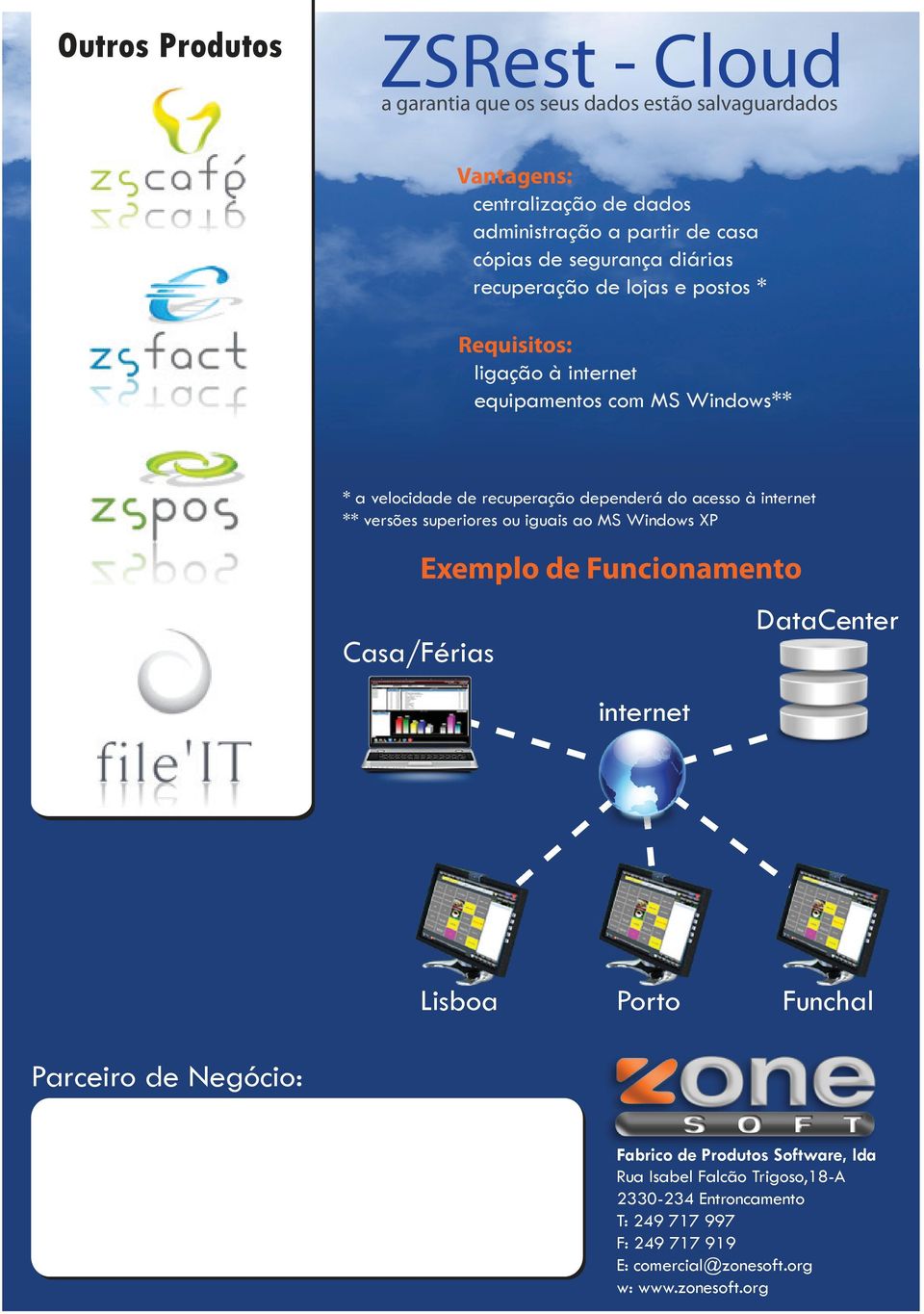 acesso à internet ** versões superiores ou iguais ao MS Windows XP Casa/Férias Exemplo de Funcionamento internet DataCenter Lisboa Porto Funchal Parceiro de