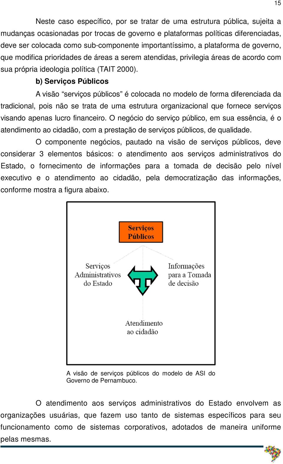 b) Serviços Públicos A visão serviços públicos é colocada no modelo de forma diferenciada da tradicional, pois não se trata de uma estrutura organizacional que fornece serviços visando apenas lucro