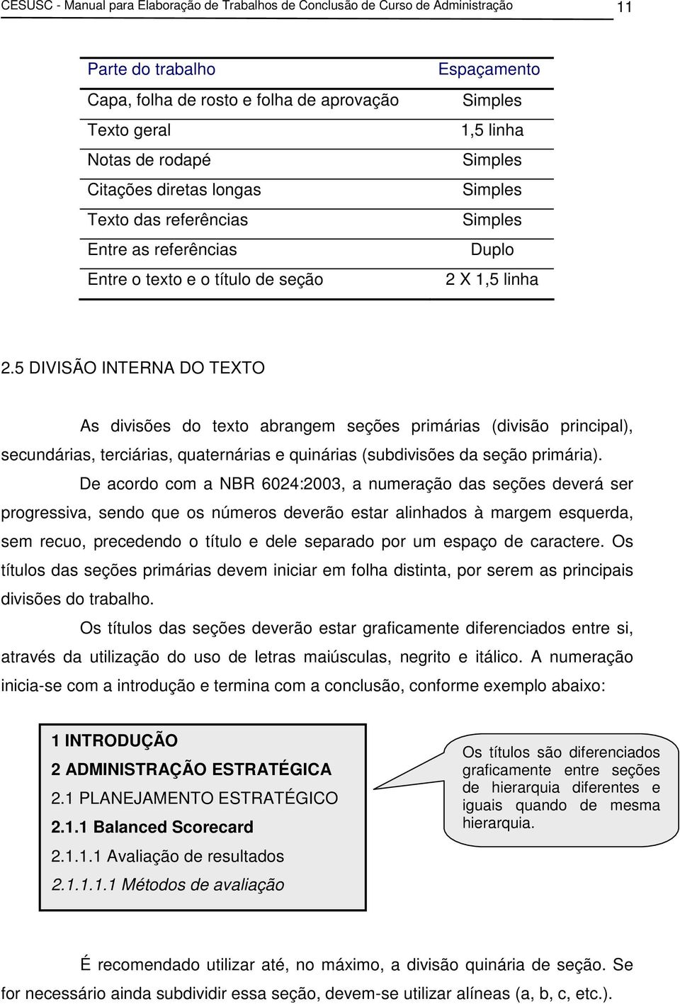 5 DIVISÃO INTERNA DO TEXTO As divisões do texto abrangem seções primárias (divisão principal), secundárias, terciárias, quaternárias e quinárias (subdivisões da seção primária).