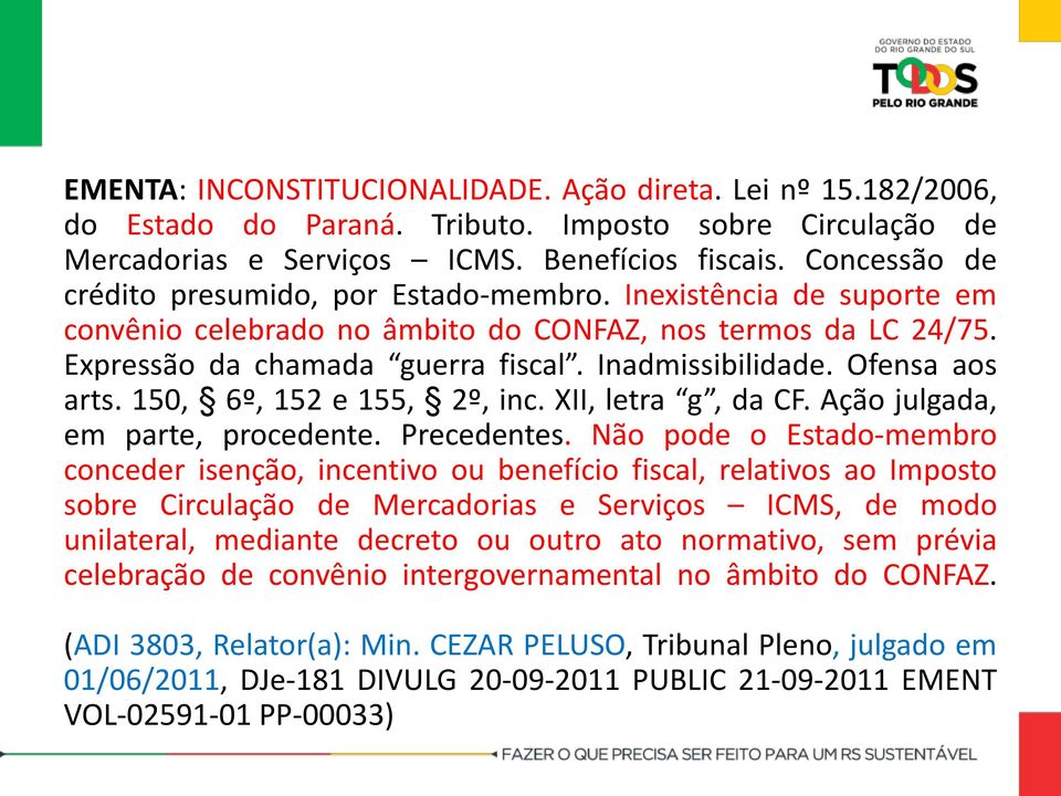 Ofensa aos arts. 150, 6º, 152 e 155, 2º, inc. XII, letra g, da CF. Ação julgada, em parte, procedente. Precedentes.