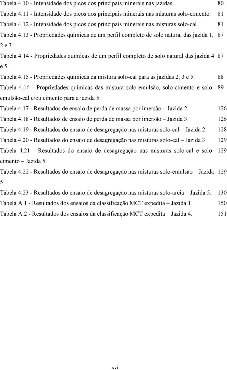 Tabela 4.15 - Propriedades químicas da mistura solo-cal para as jazidas 2, 3 e 5. 88 Tabela 4.