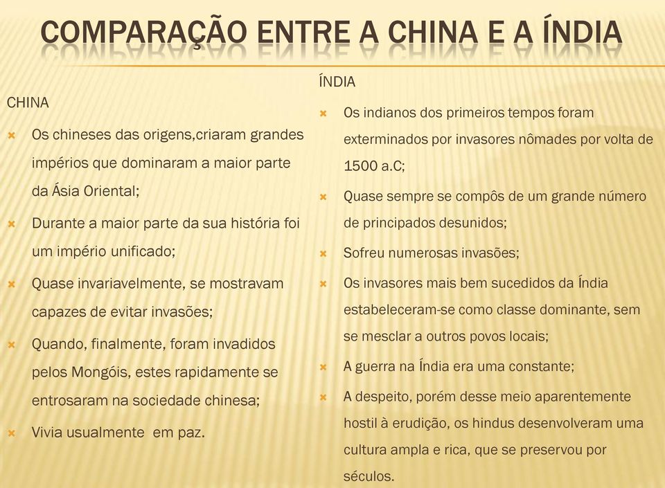 c; Quase sempre se compôs de um grande número de principados desunidos; Sofreu numerosas invasões; Quase invariavelmente, se mostravam Os invasores mais bem sucedidos da Índia capazes de evitar