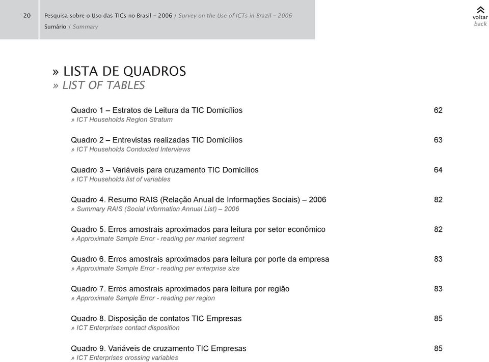 Quadro 4. Resumo RAIS (Relação Anual de Informações Sociais) 2006» Summary RAIS (Social Information Annual List) 2006 Quadro 5.